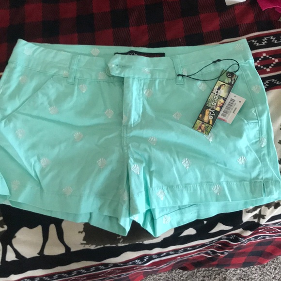 Mint green shell print shorts - Picture 2 of 4